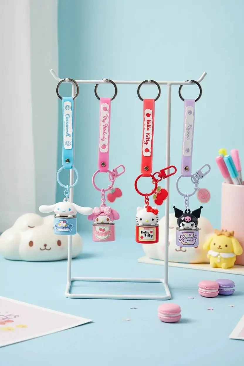 Sanrio Lisanslı Can Serisi Teneke Anahtarlık – Kuromi My Melody Hello Kitty Cinnamoroll Metal Figür