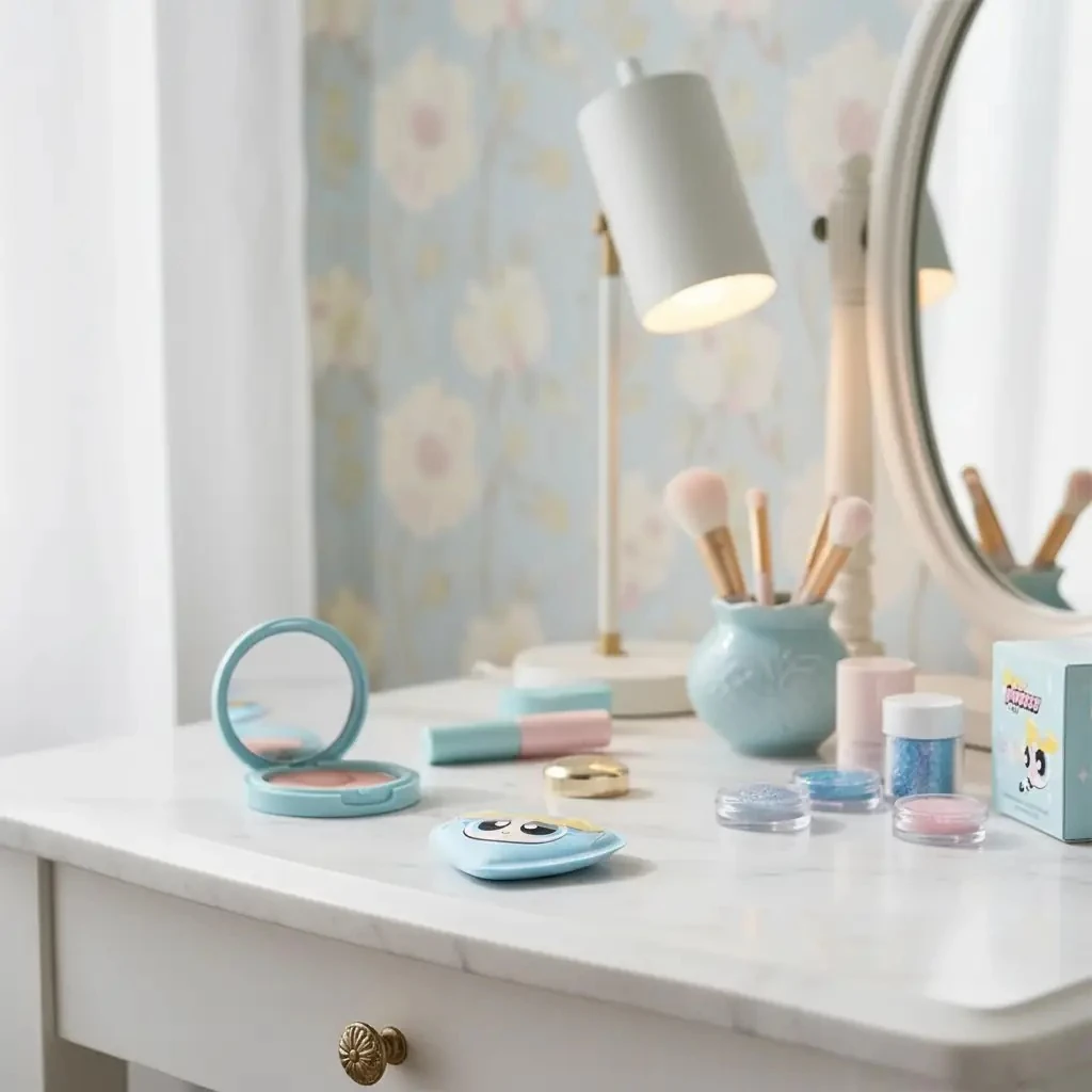 Powerpuff Girls Lisanslı Makyaj Puf Seti - Bubbles