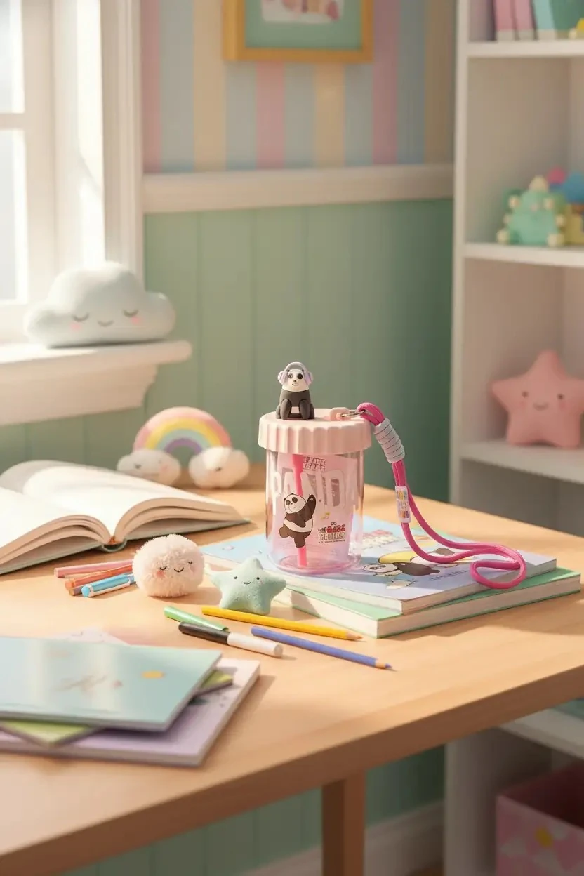 We Bare Bears Lisanslı Askılı Plastik Şişe (520mL) (Panda)