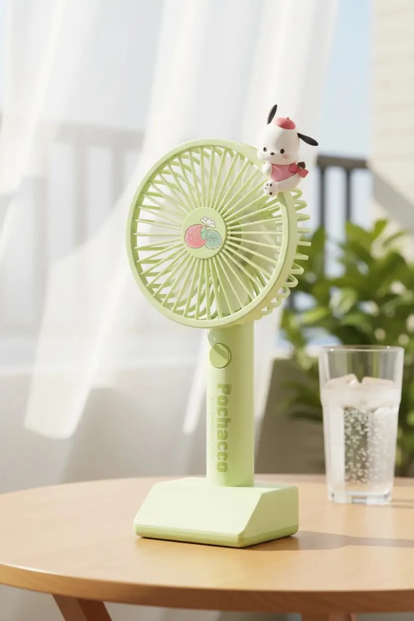 Sanrio Lisanslı Pochacco Mini El Vantilatörü – Taşınabilir Şarjlı Serinletici 21,5 Cm