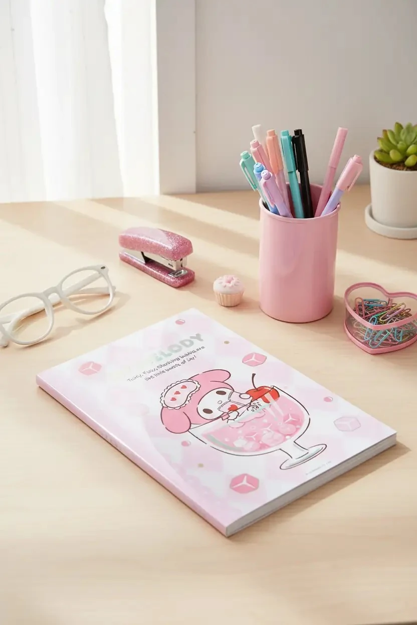 Sanrio Lisanslı My Melody Renkli Yaz Serisi EVA Kapaklı Çizgili Not Defteri – A5 Boyut 104 Sayfa