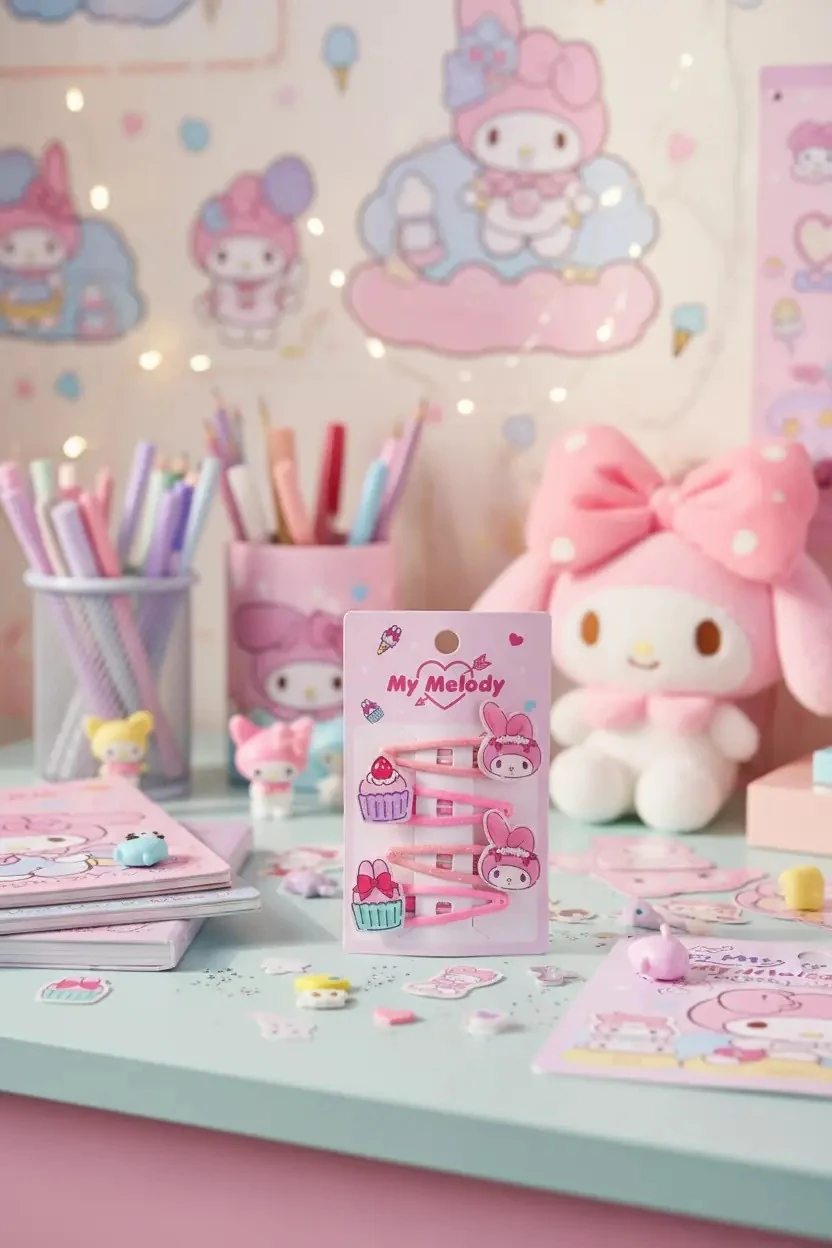 Sanrio Lisanslı My Melody Saç Tokası Seti 4'lü – Sevimli Günlük Aksesuar