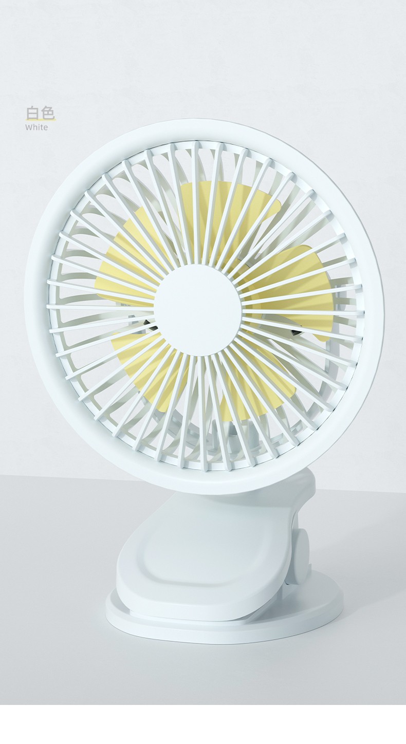 Klipsli Mini Fan - 1200mAh - Beyaz