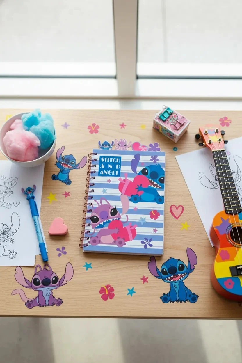 Disney Lisanslı Stitch&Angel A5 Ayraçlı Çizgili Telli Not Defteri