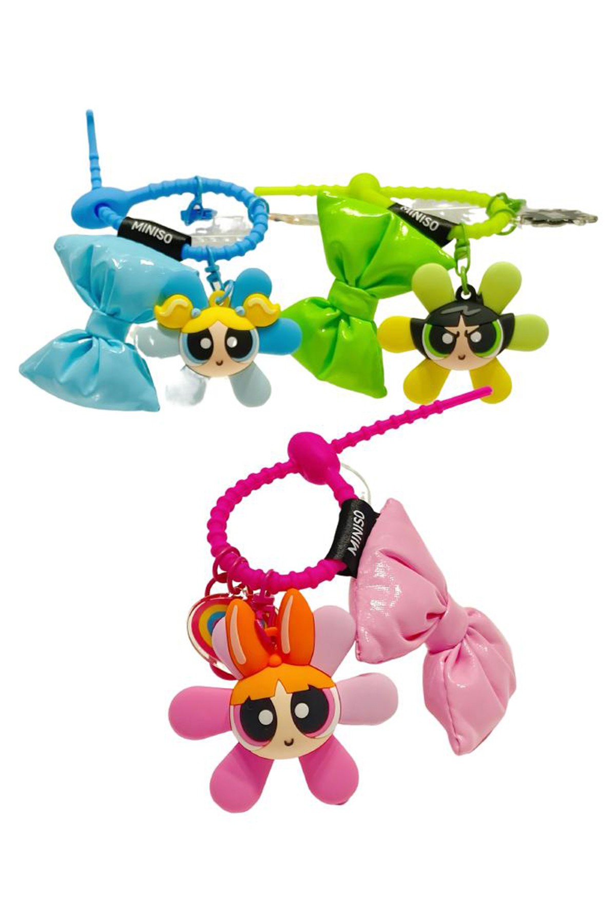 Powerpuff Girls Lisanslı Boncuklu Çiçek Figürlü Fiyonk Anahtarlık