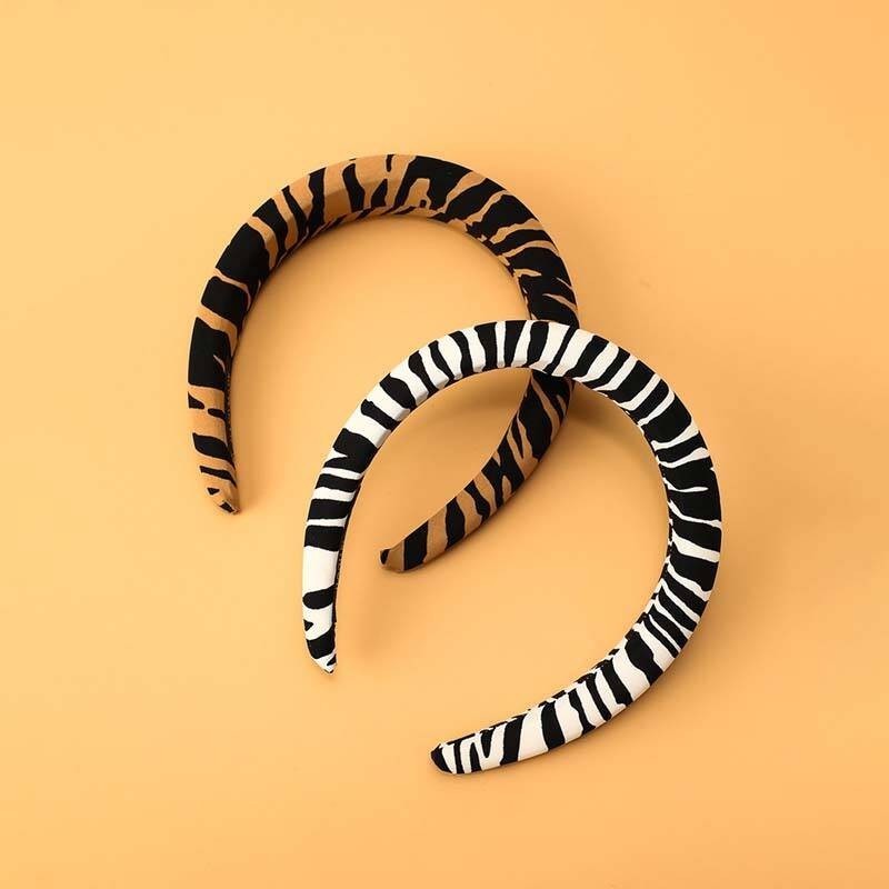 Kahverengi Zebra Çizgili Kalın Taç 4,5 cm