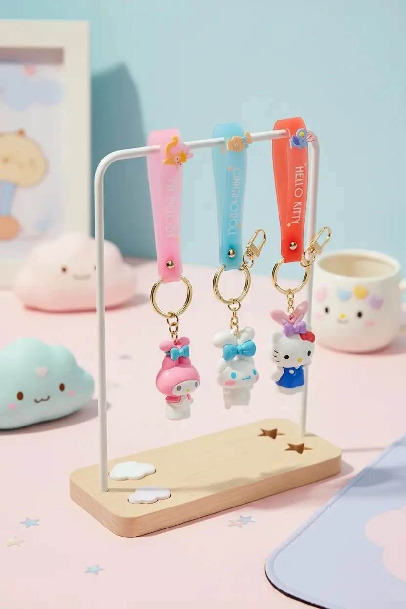Sanrio Lisanslı Fiyonk Serisi Anahtarlık – Hello Kitty Cinnamoroll My Melody Figürlü Çanta Aksesuarı