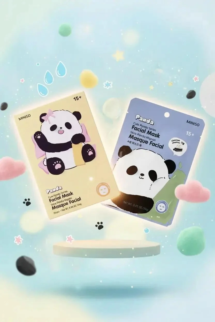 Miniso Lisanslı Sevimli Panda Serisi Yüz Maskesi – Arındırıcı Kömür Temalı Bakım