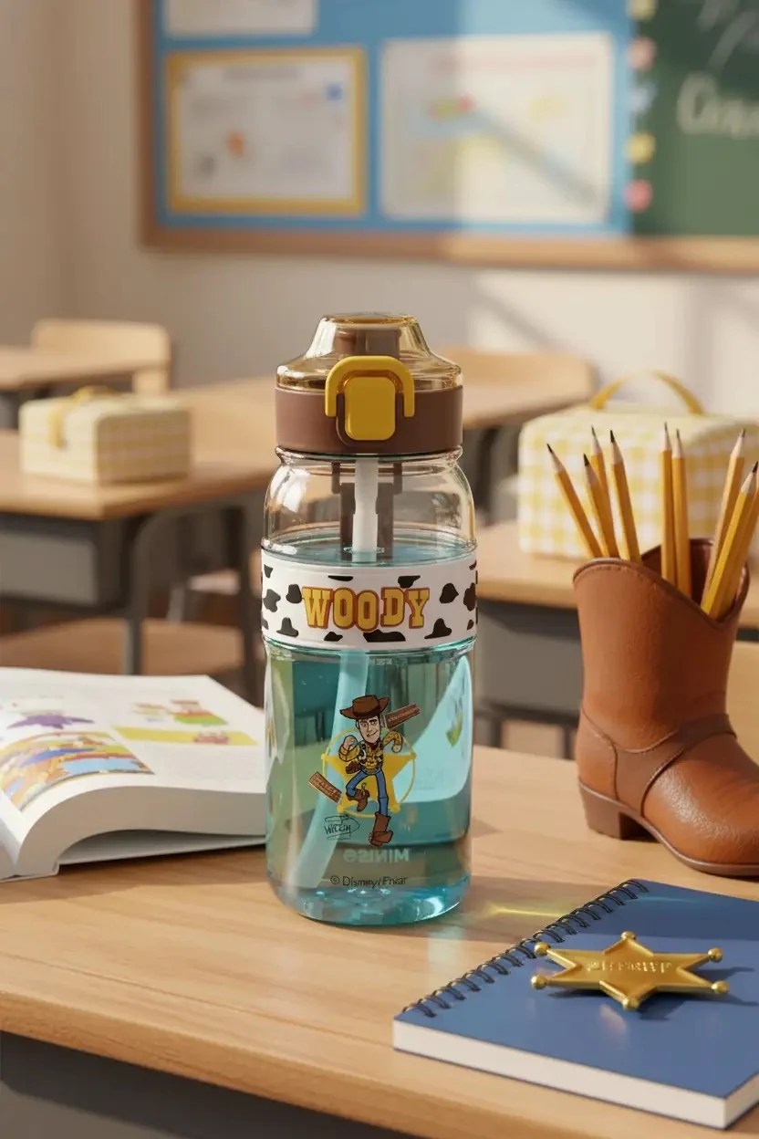 Disney Pixar Toy Story Lisanslı Woody Pipetli Plastik Şişe 800 mL – Açılır Kapaklı