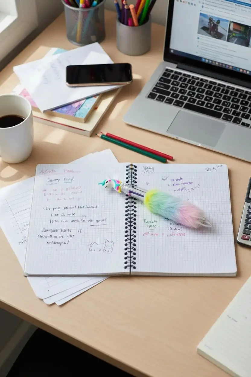 Tüy Yumağı Unicorn 6 Renk Yazan Kalem