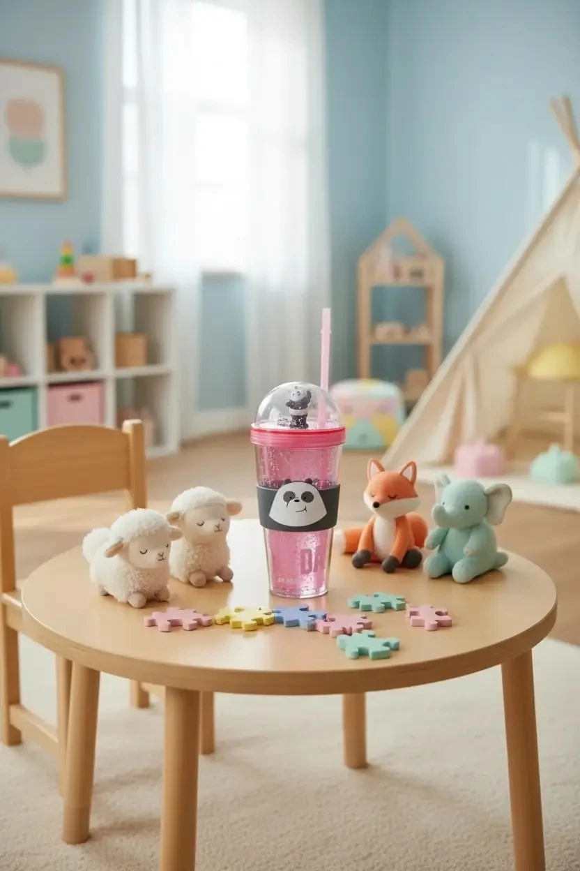 We Bare Bears Lisanslı Pipetli ve Kapaklı  Simli Plastik Suluk