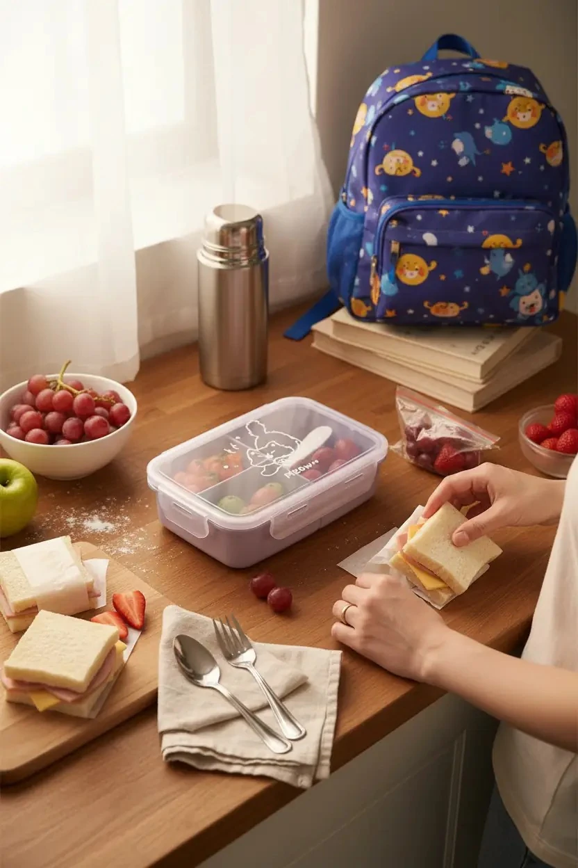 Miniso Lisanslı Hayvan Serisi Öğle Yemeği Kutusu Mor 1100 Ml – Çatal Bıçaklı