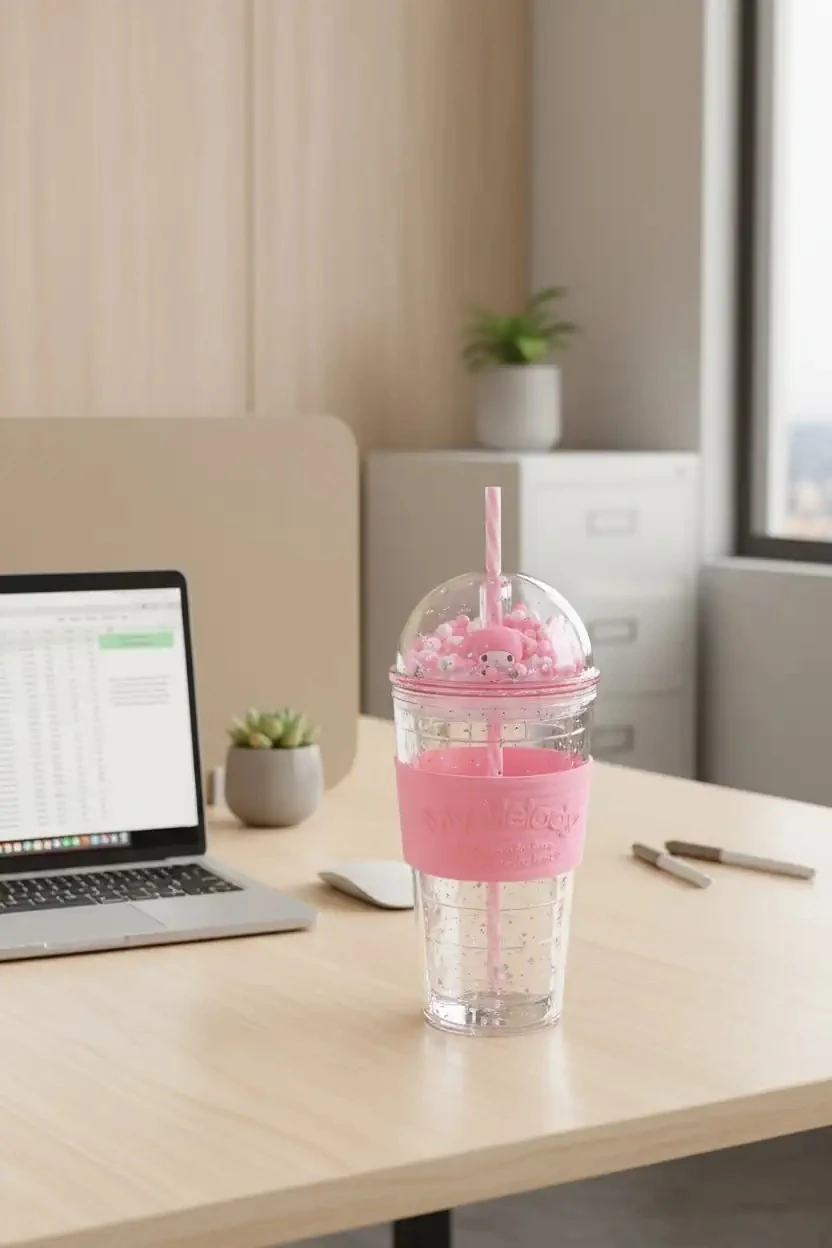 Sanrio Lisanslı Parti Serisi  Pipetli Plastik Şişe (600ml) - My Melody