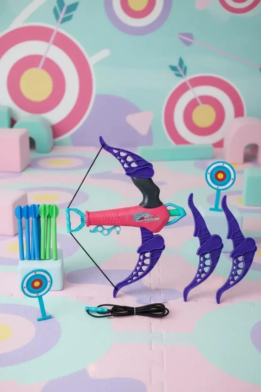 Miniso Lisanslı Soft Bullet Oyuncak Tabanca 33,5 Cm – Hedefli Köpük Dart Seti Pembe Mor