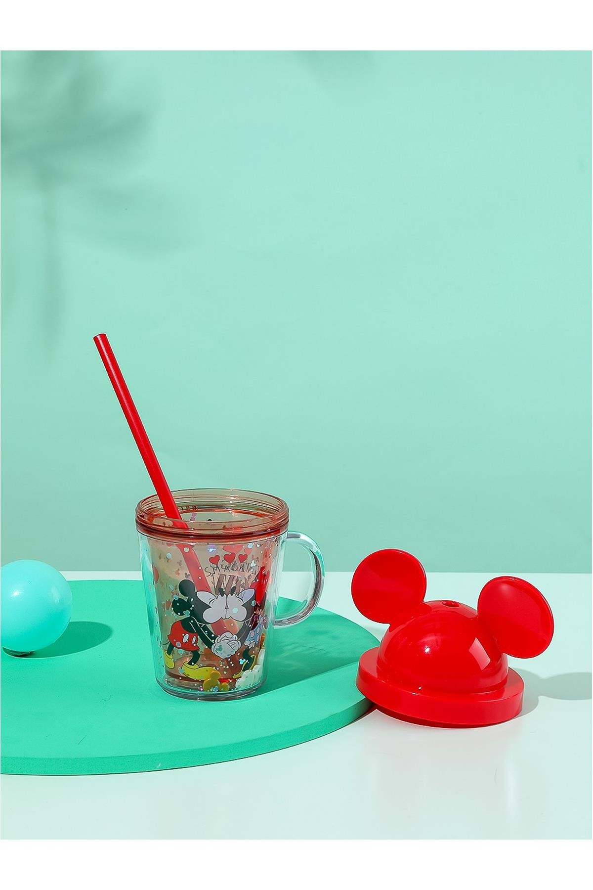 Mickey Mouse Lisanslı Kapaklı Ve Pipetli Bardak