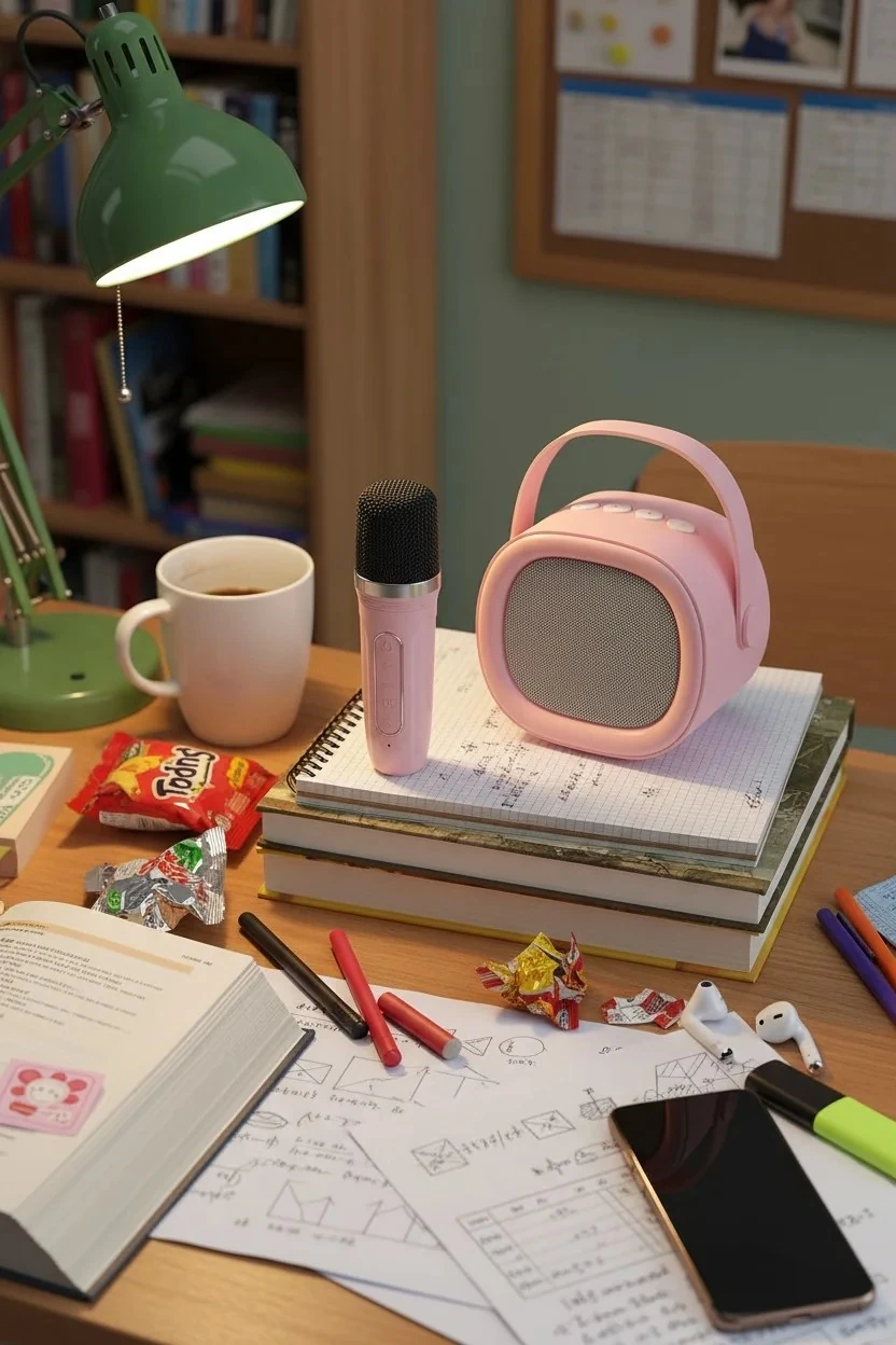 Mikrofon ve Kablosuz Hoparlör Set Model:A16 (Pembe)