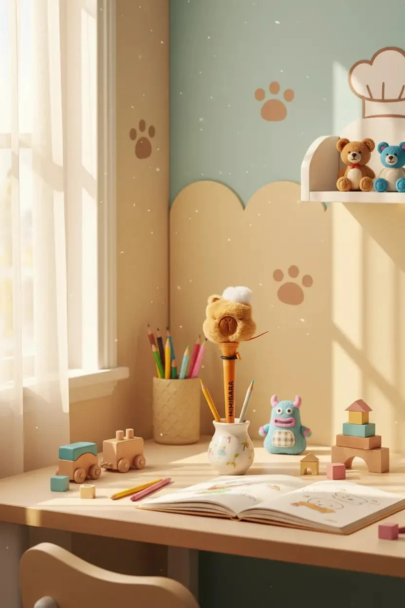 Miniso Lisanslı Pişirme Serisi Pop-Up Tükenmez Kalem 1.0 Mm Siyah (Mimibara Peluş Başlıklı)