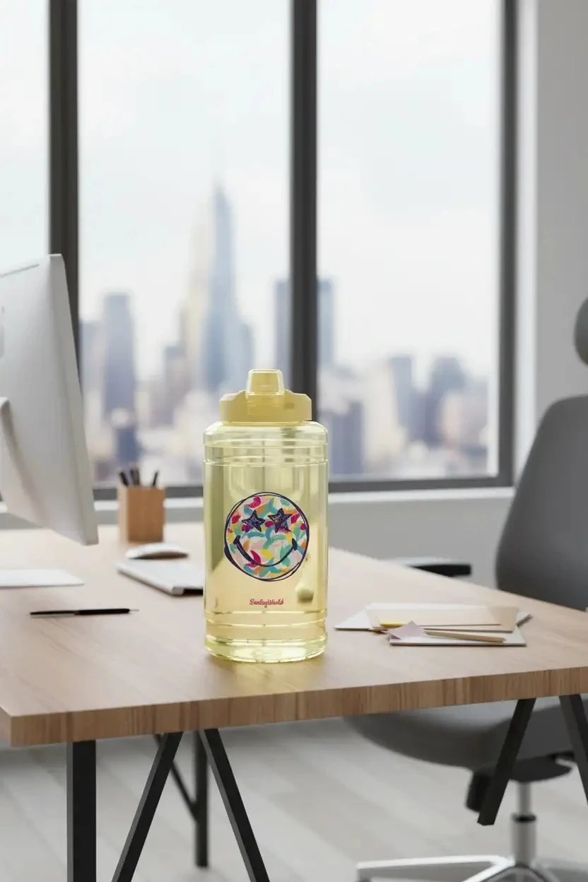 Gülen Yüz Koleksiyonu Plastik Su Matarası (1900Ml) - Sarı