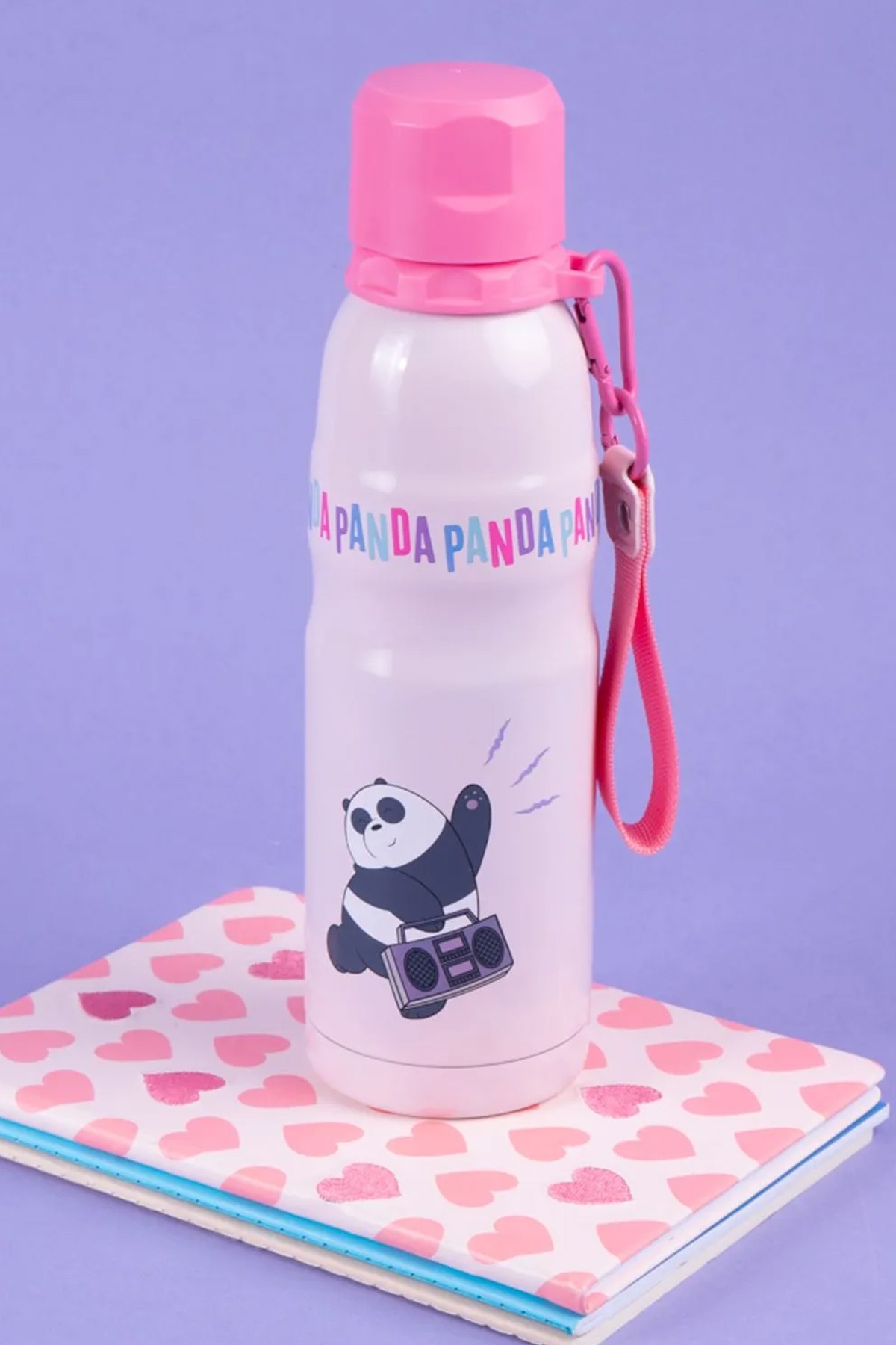 We Bare Bears Lisanslı Tutma İpli  Termos (600ml) - Panda