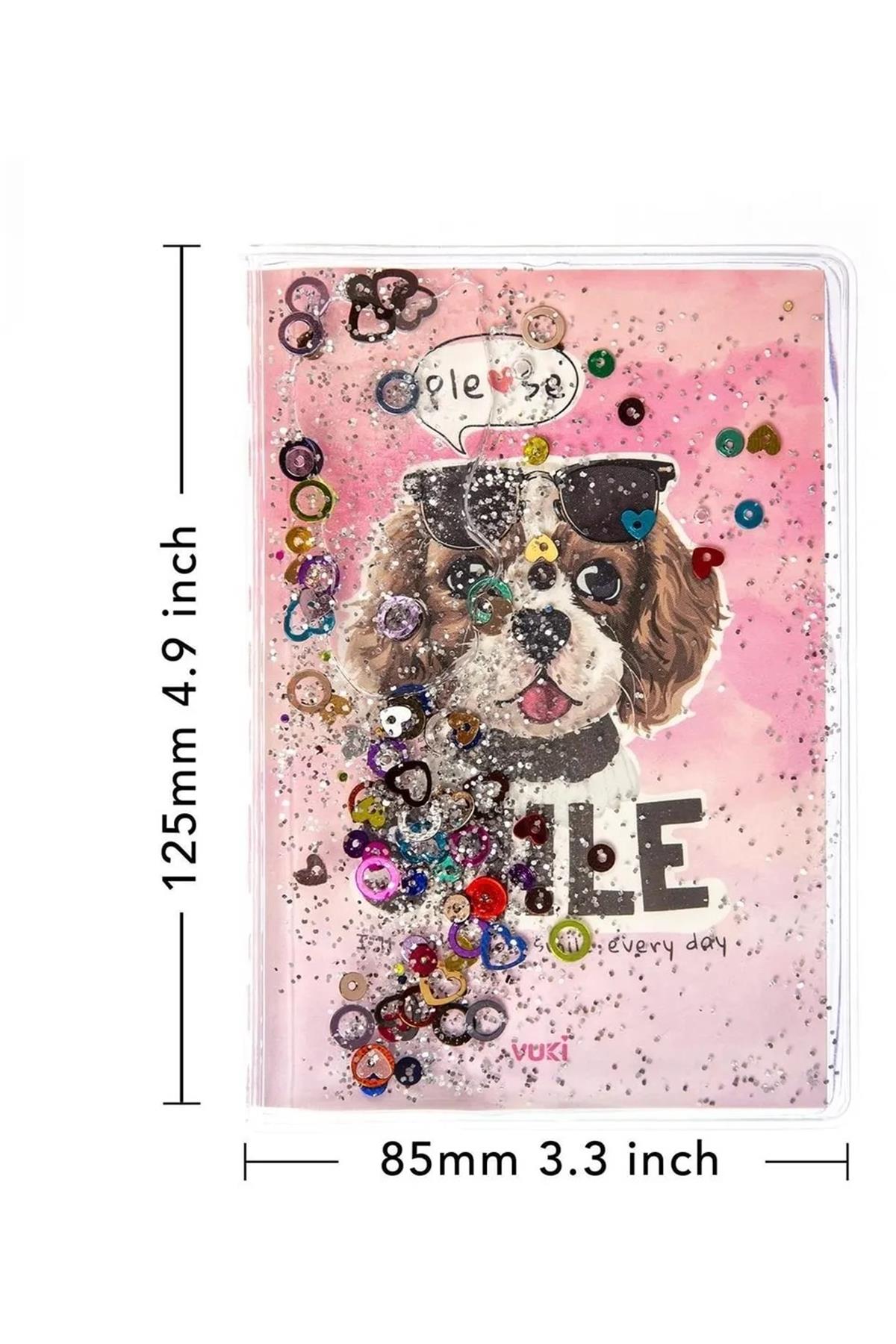 Vuki Simli Ve Sulu Kapaklı Renkli Sayfalı Desenli Mini Defter-Köpek (Outlet)