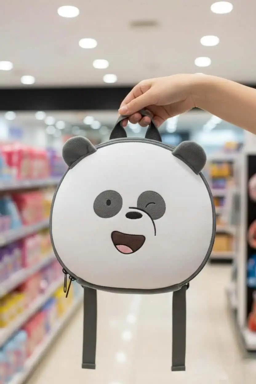 We Bare Bears Lisanslı Yuvarlak Sırt Çantası - Panda 20 Cm