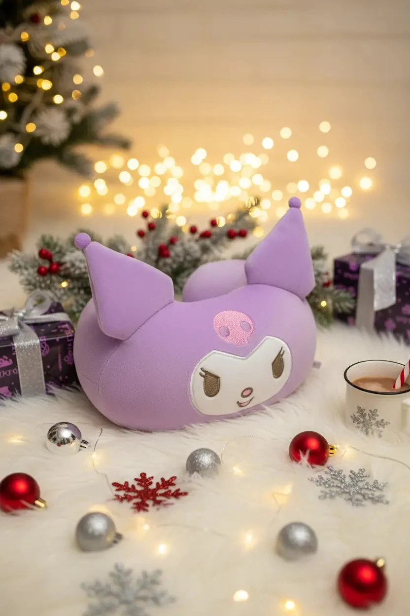 Sanrio Lisanslı Kuromi Kulaklı Hafızalı Boyun Yastığı