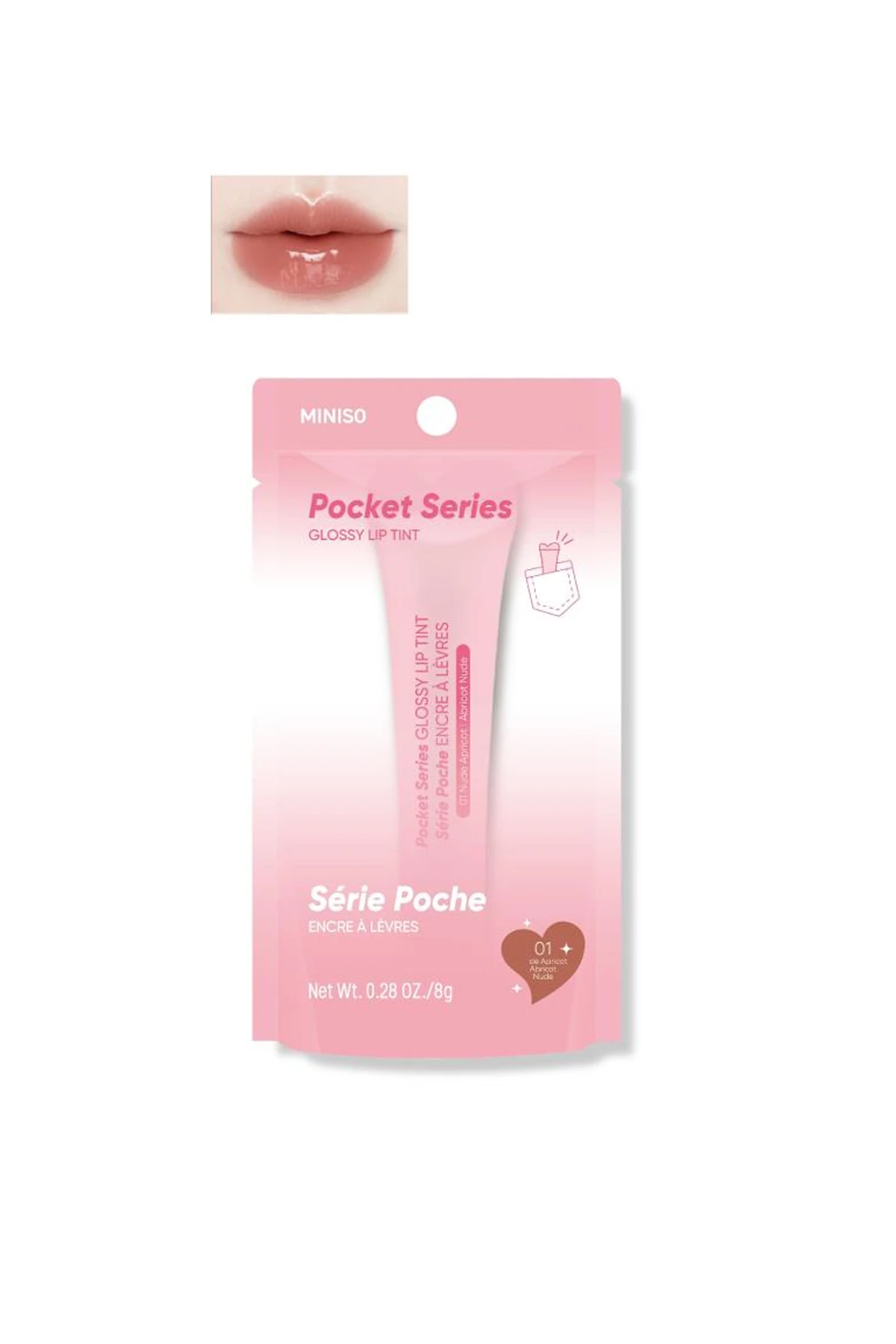 Pocket Serisi Parlak Lip Tint (01 Nude Kayısı)
