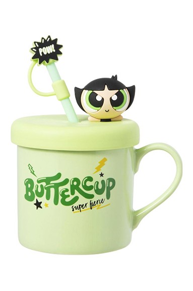 Powerpuff Girls Lisanslı Süslemeli ve Pipetli Seramik Kupa