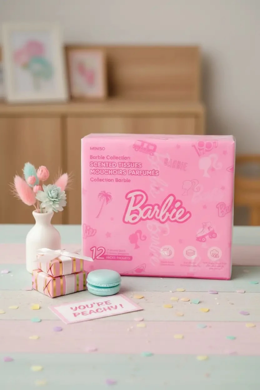 Barbie Lisanslı Kokulu  Kağıt Mendil 7Yp. 12'li Paket