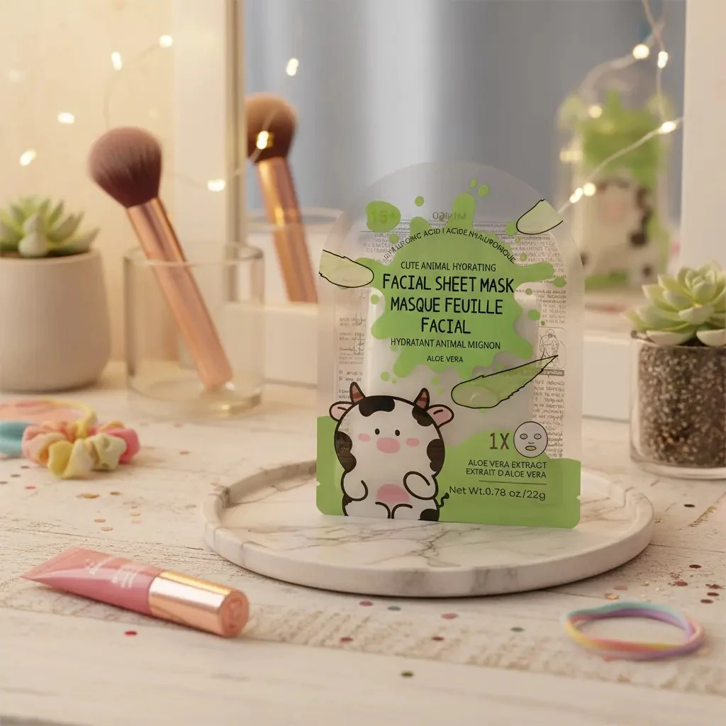 Aloe Veralı Kağıt Yüz Maskesi - Sevimli Hayvan Koleksiyonu