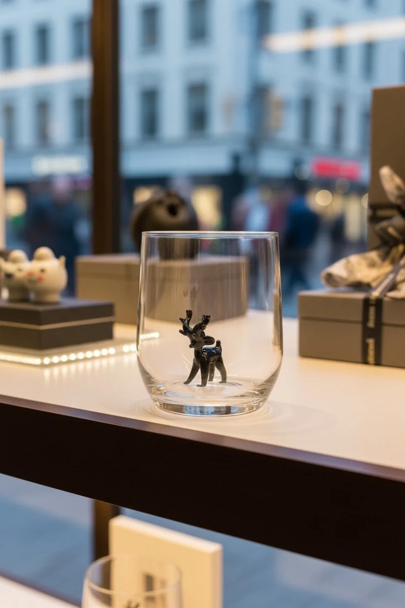 Sheforshe Geyik Figürlü Cam Bardak