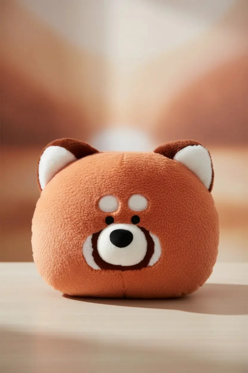 Miniso Lisanslı Gift Bear Chubby Kızıl Panda Yastık – Büyük Başlı 38 Cm