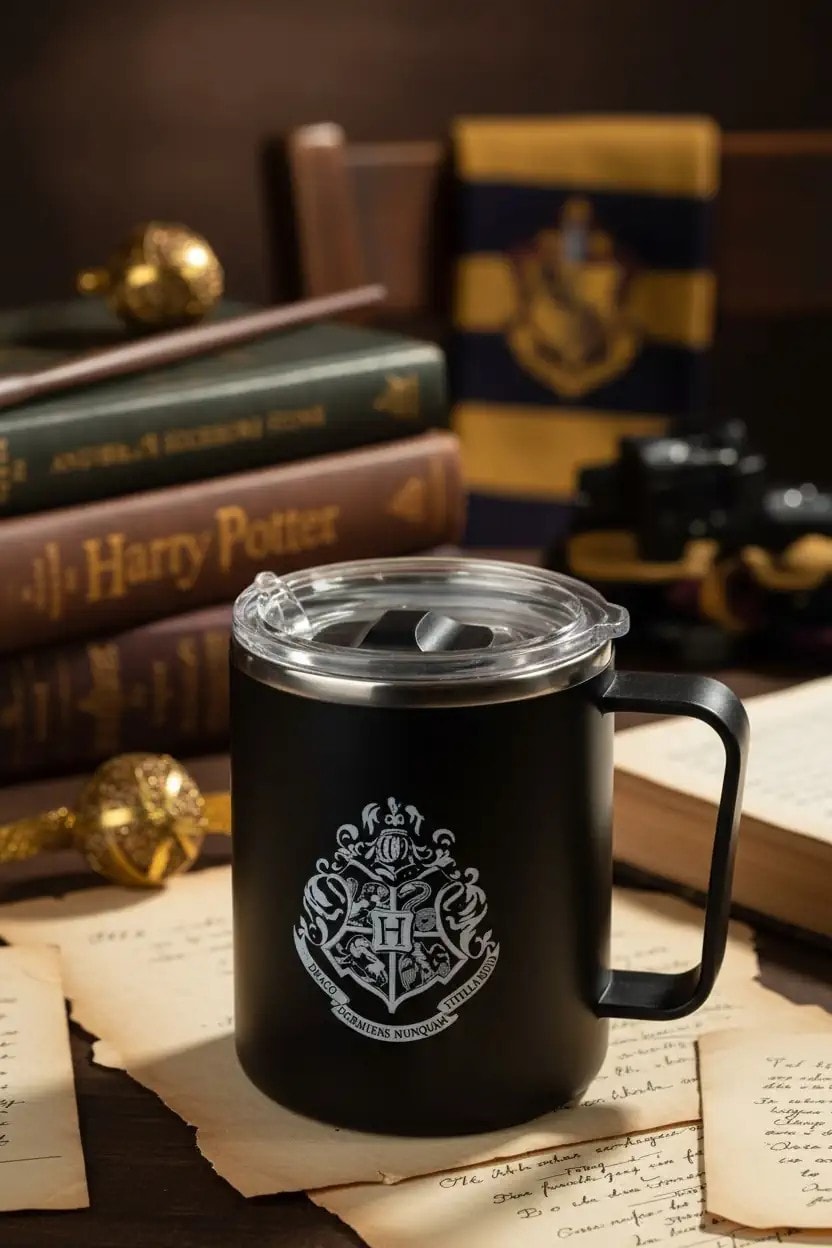 Harry Potter Lisanslı PP Kaplamalı Çelik Bardak (400ml) - Siyah