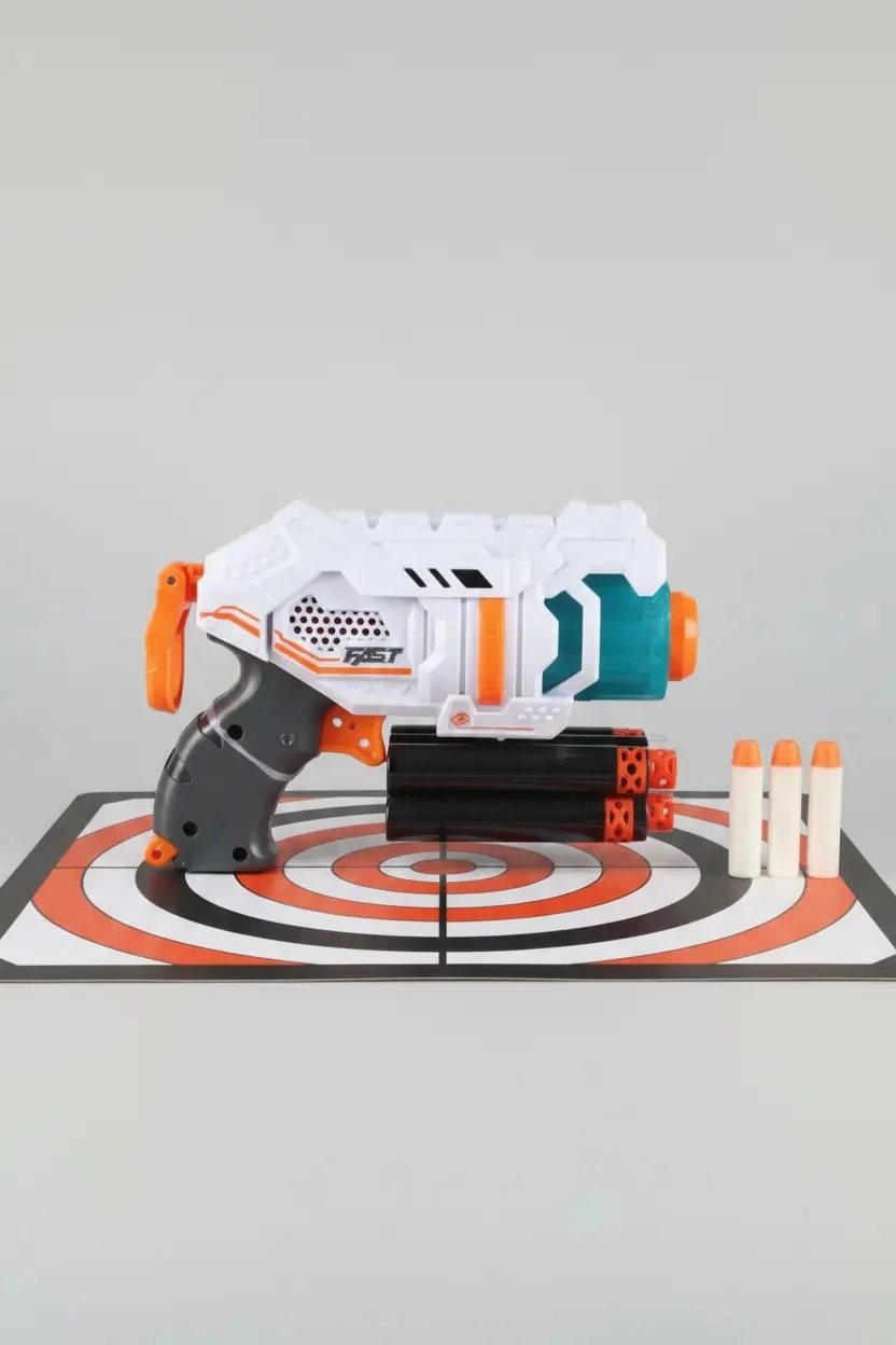 Miniso Lisanslı Soft Bullet Gun Oyuncak Tabanca Seti 4 Kurşunlu 16.5 Cm