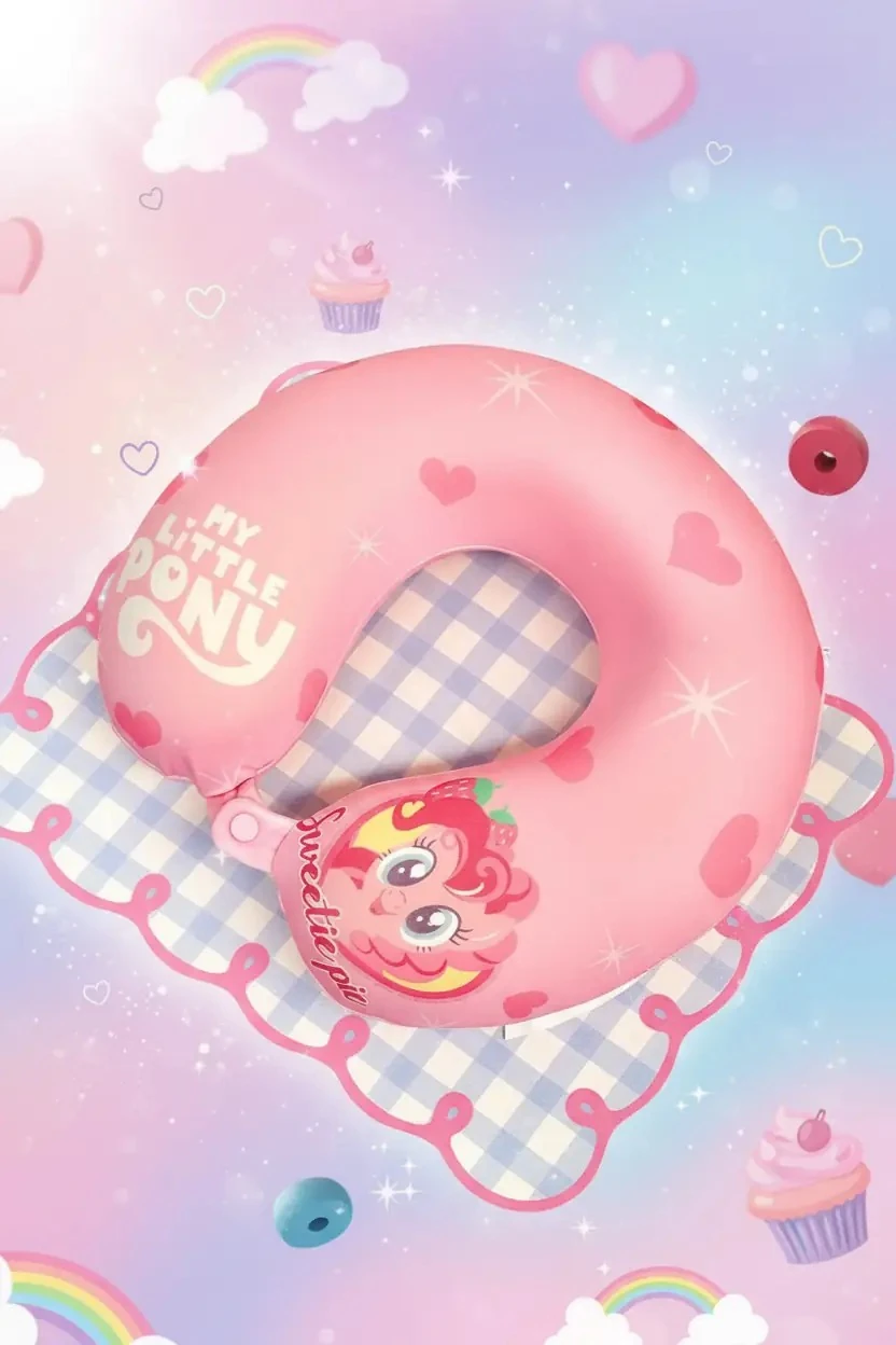 My Little Pony Lisanslı Hafızalı Köpük Boyun Yastığı – Pembe Ergonomik Seyahat Yastığı 30 Cm