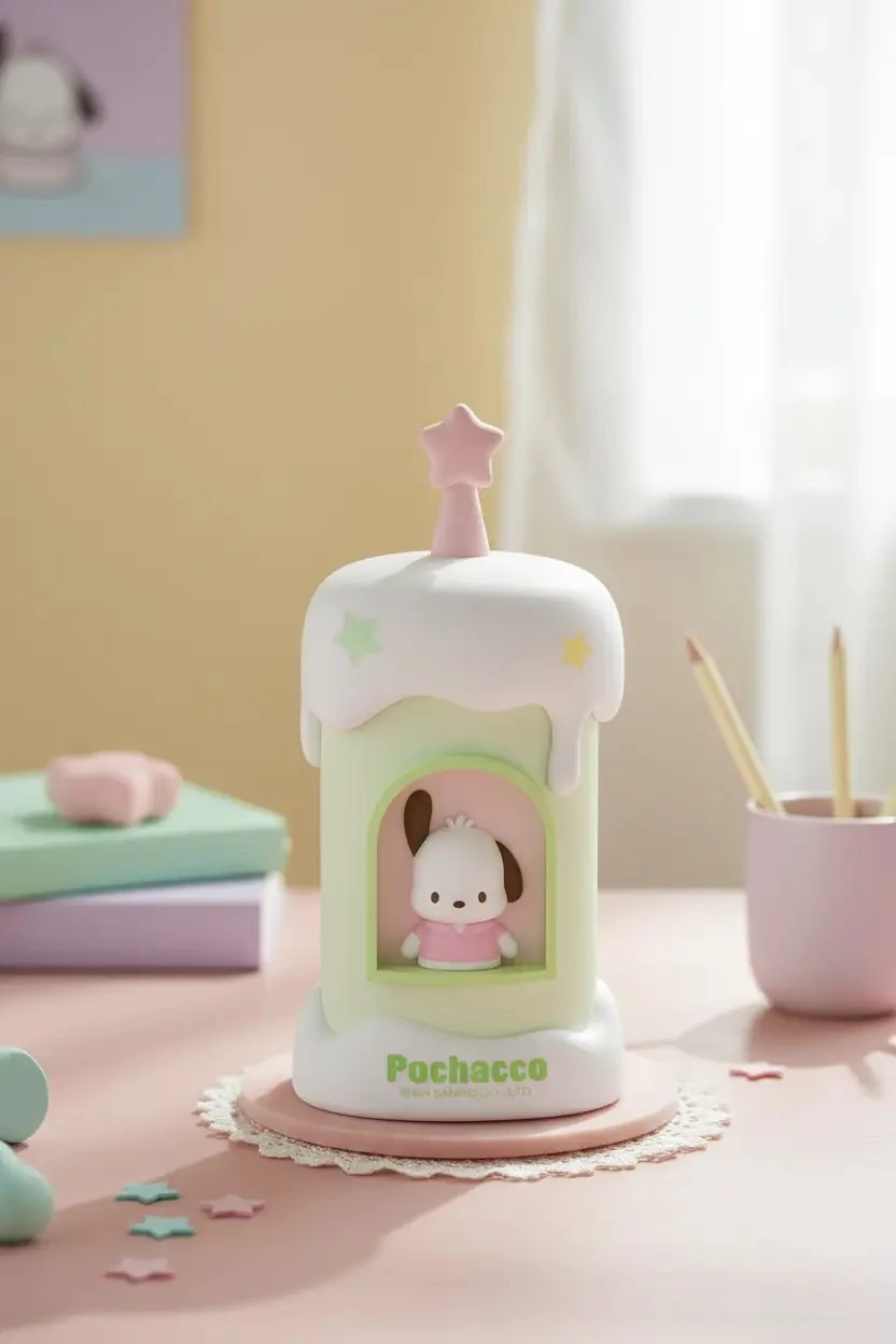 Sanrio Lisanslı Pochacco Mum Figürlü Gece Lambası – Pastel Yeşil Dekoratif