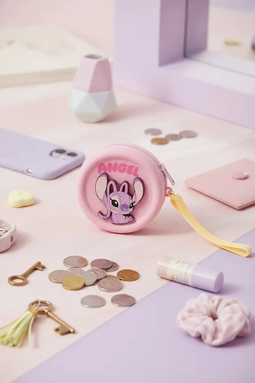 Disney Lisanslı Stitch Angel Bozuk Para Çantası – Silikon Askılı 10 Cm