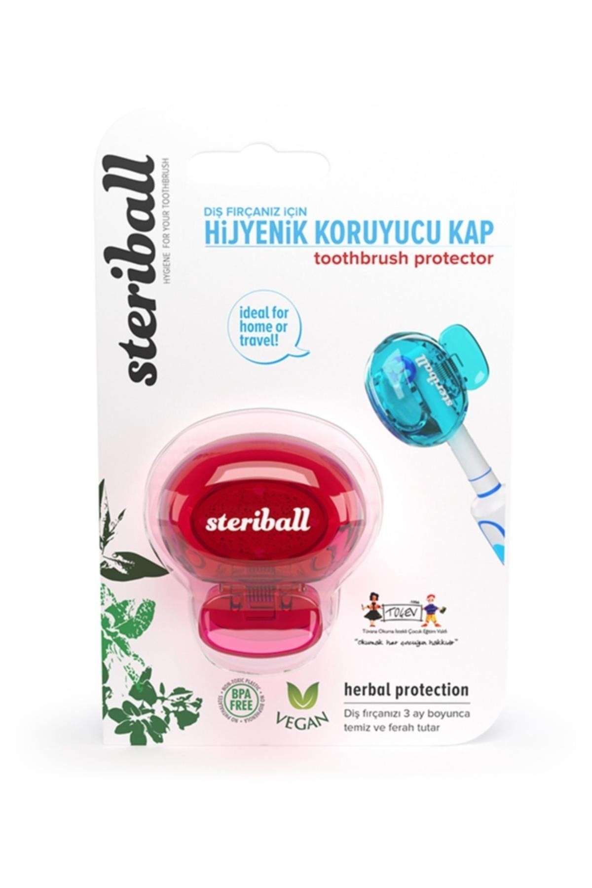 Steriball Diş Fırçası Koruyucu Hijyenik Kap Kırmızı