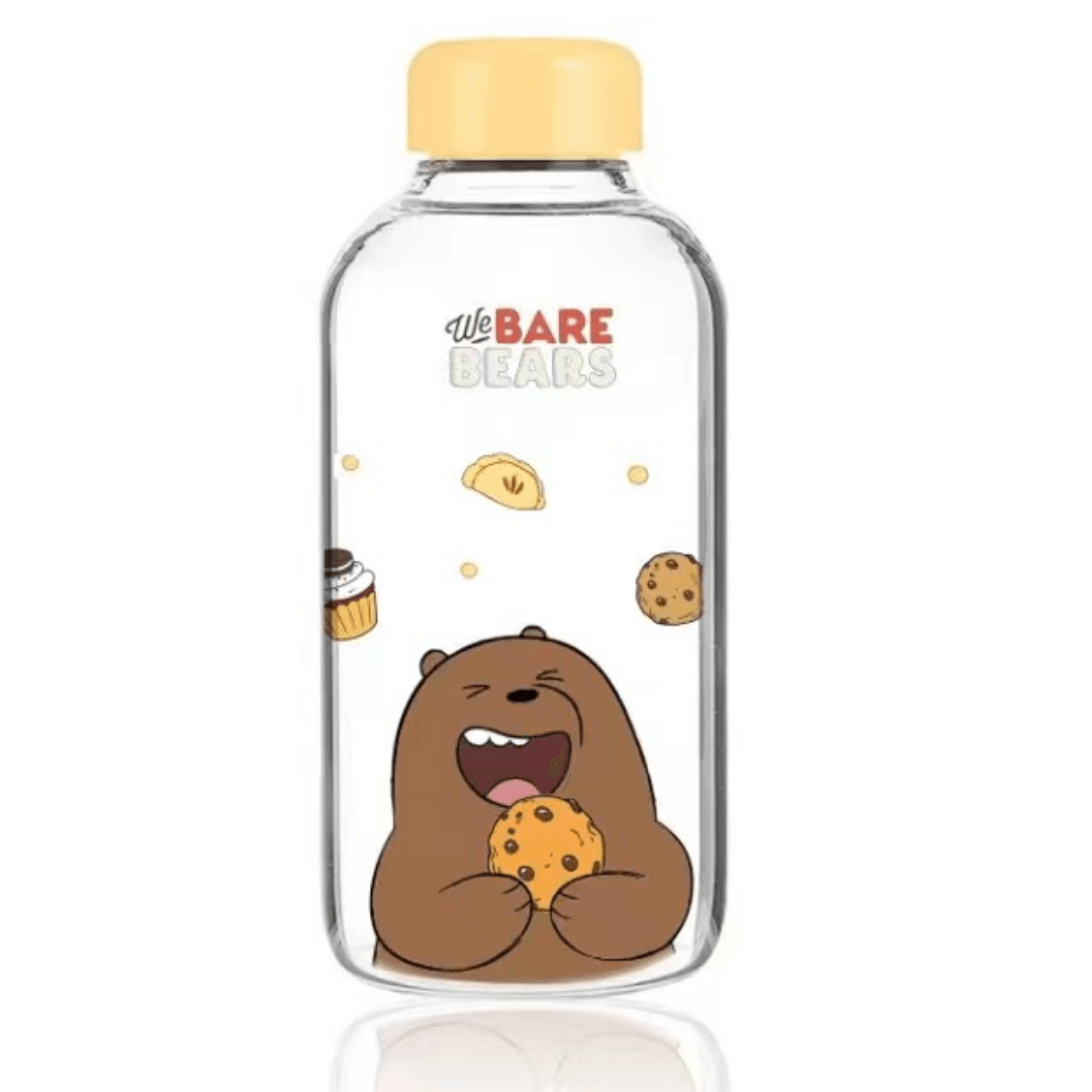 We Bare Bears Lisanslı Borosilikat Cam Şişe (600ml) - Boz Ayı