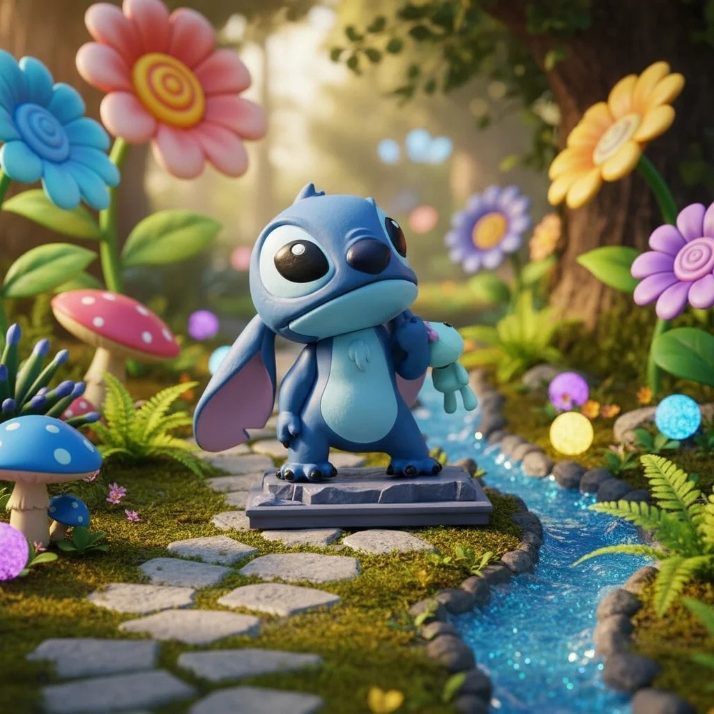 Disney Lisanslı Yume Hero Box Stitch Sanat Galerisi Serisi Figür