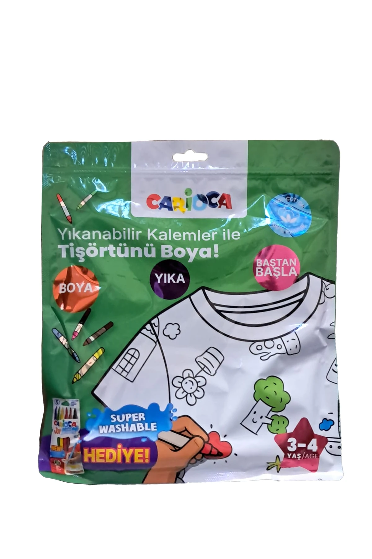 Carioca Boyanabilir Tişört 3-4 Yaş - Keçeli Kalem Hediyeli
