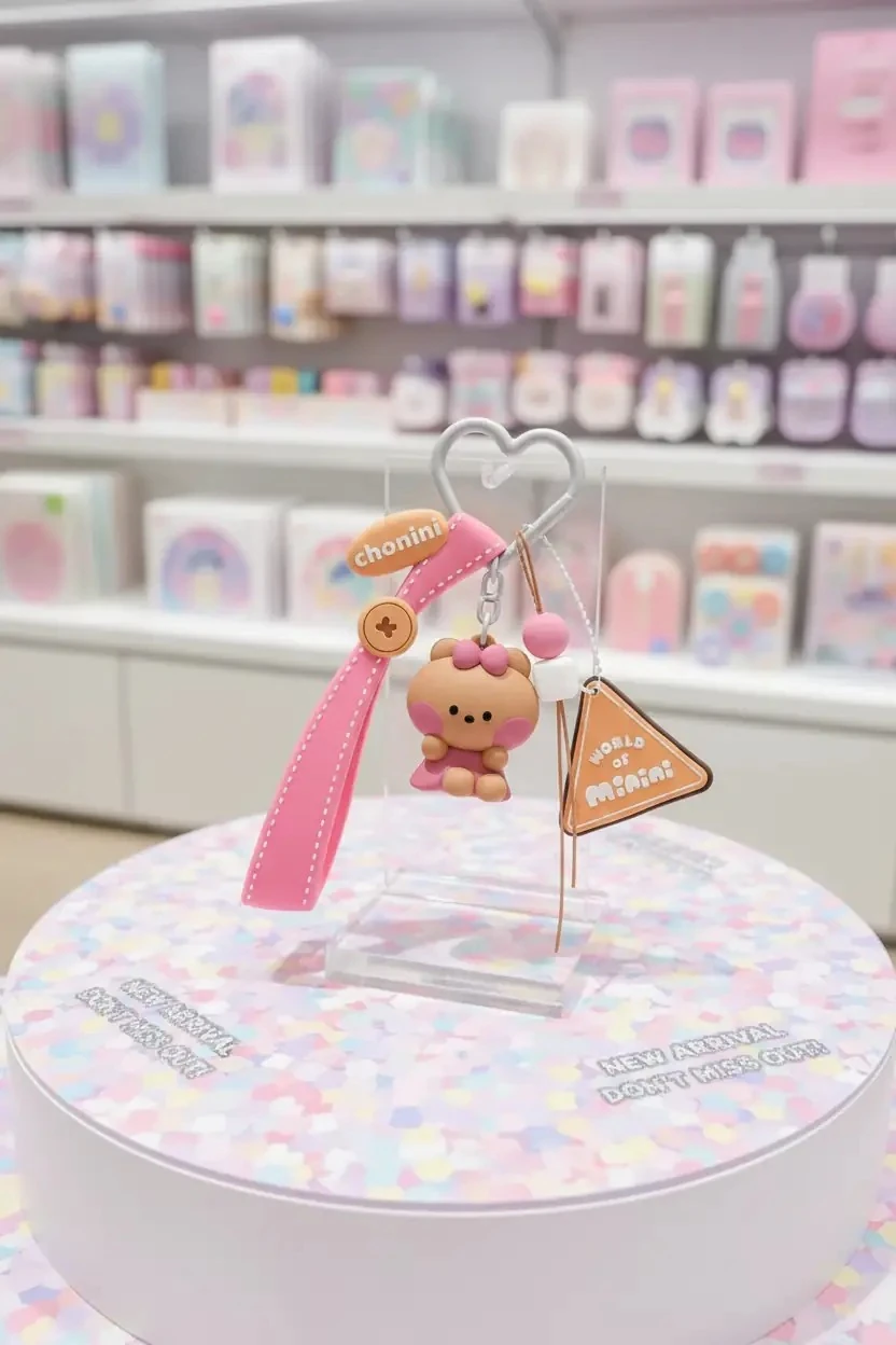 Miniso Lisanslı Minini Koleksiyon Dopamin Oturma Duruşu 3D Anahtarlık – Çanta & Anahtar Süsü