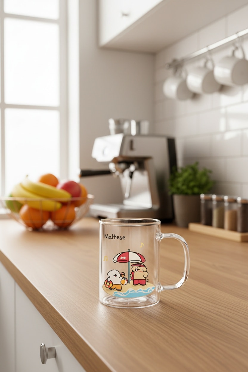 Maltese Lisanslı Borosilikat Cam Bardak (420ml) - Pembe