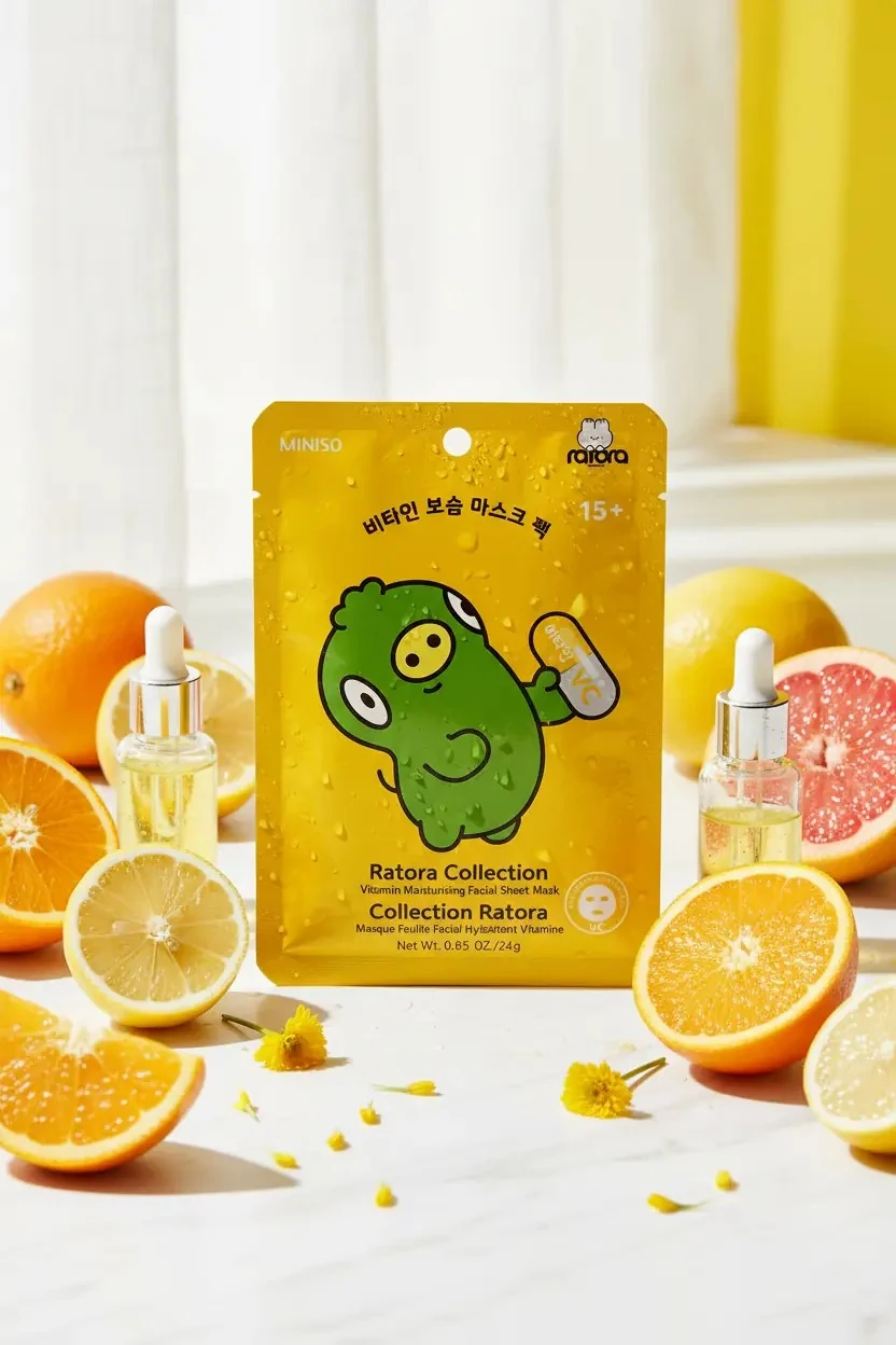 Miniso Lisanslı Ratora Serisi Vitaminli Nemlendirici Kağıt Yüz Maskesi – VC (C Vitamini)