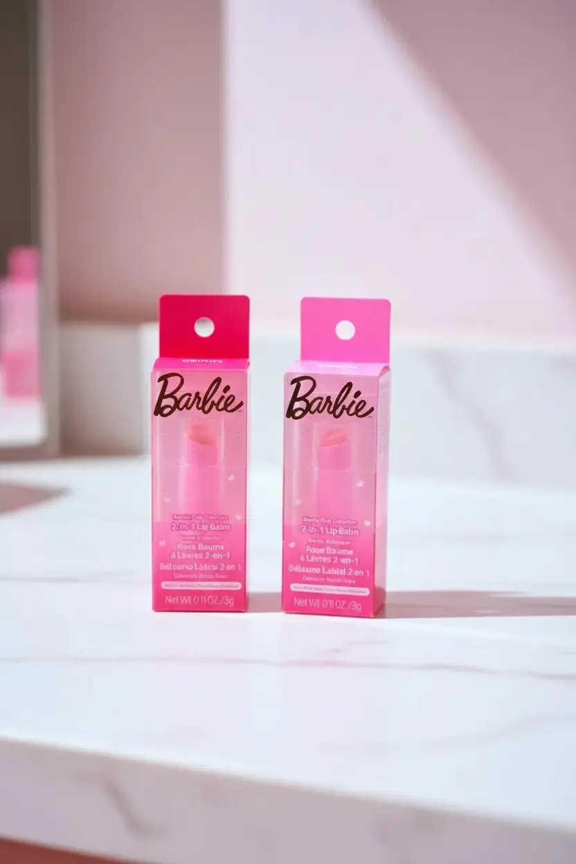 MINISO Barbie Lisanslı Serisi 2'si 1 Arada Dudak Balsamı – Nemlendirici ve Renk Veren Lip Balm 7.9 Cm