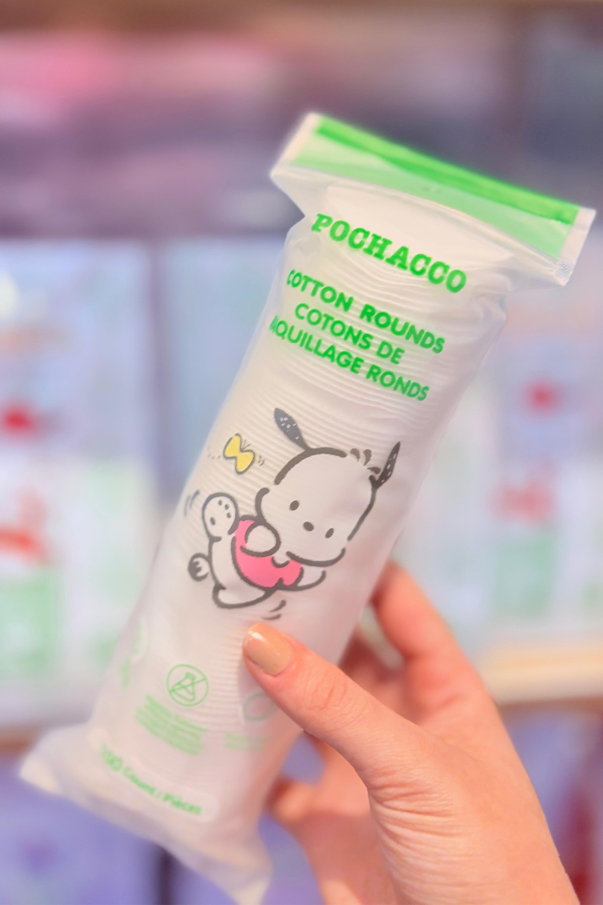 Sanrio Lisanslı Pochacco Yuvarlak Makyaj Temizleme Pamuğu 100'lü