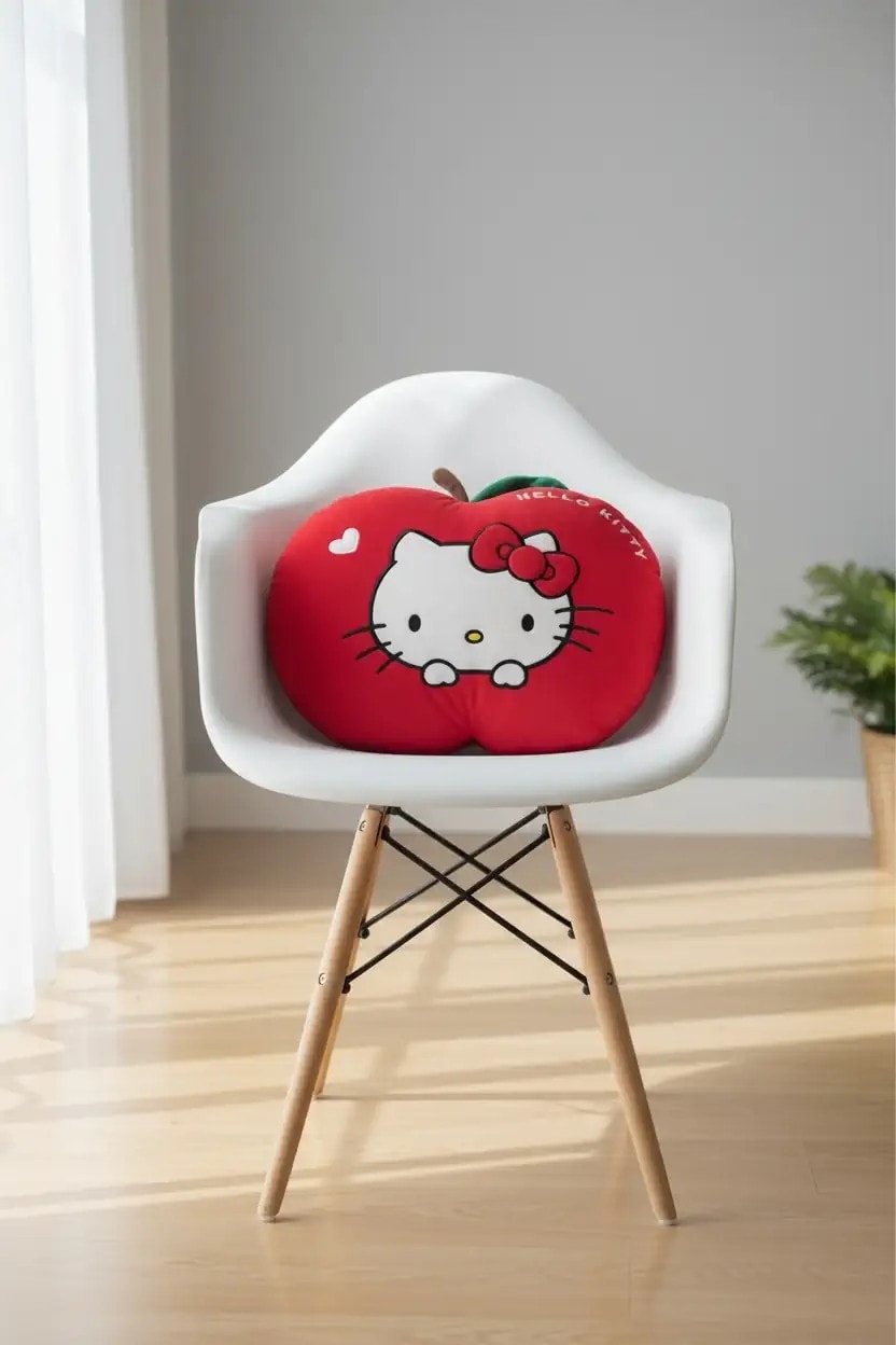 Hello Kitty Lisanslı Elma Şekilli Sevimli Peluş Yastık