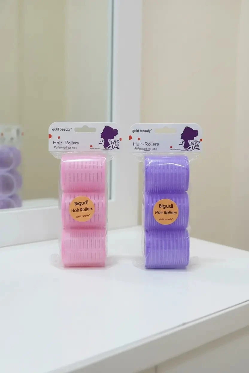 Gold Beauty Mega Boy Cırtlı Yapışkanlı Saç Bigudisi – 3'lü Set