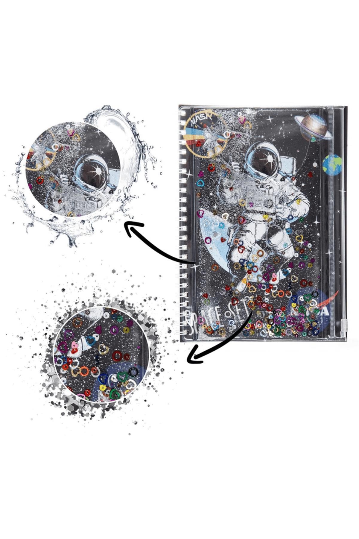 Vuki Astronot A5 Boy Simli Ve Sulu Kapaklı Defter Telli