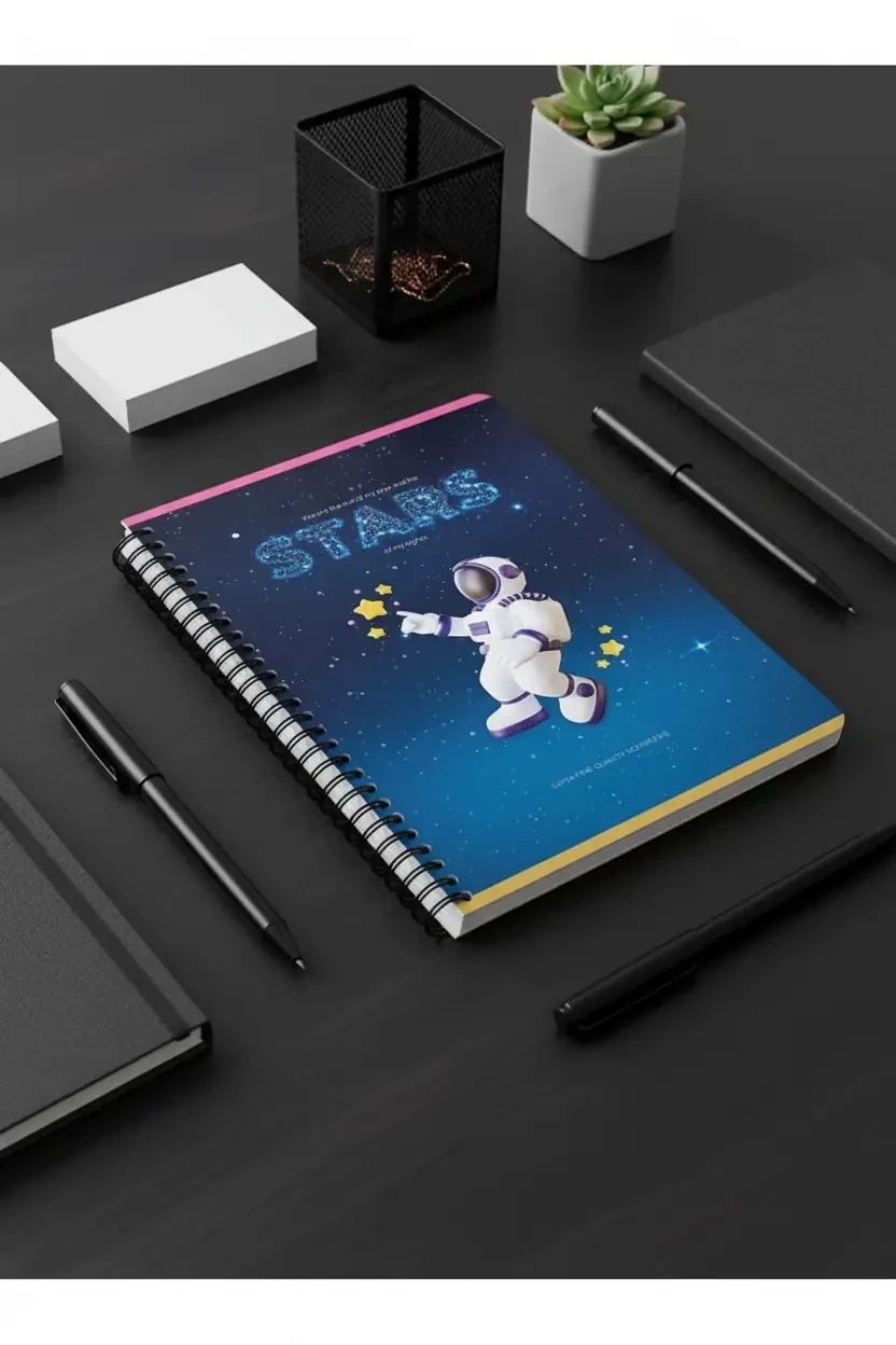Stars Galaksi Temalı Spiral A4 Defter - 80 Yaprak Kareli